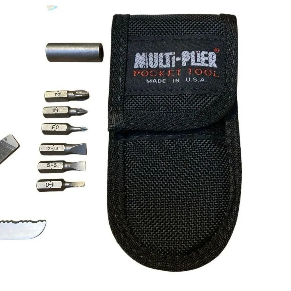Gerber 55800 Multi-Plier Stainless Finish Bit Driver Bits Cloth‎ Sheath USA Rare
